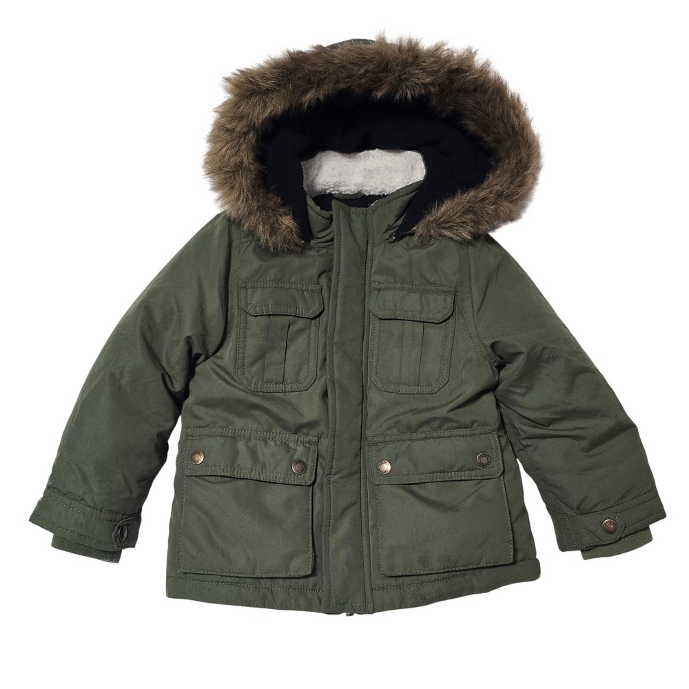 Carter's Kids Green Fur Hood Parka Jacket Winter Coat Size 3T‎